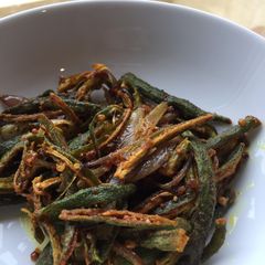 Indian style okra (Vegan) A picture of Indian style okra (Vegan).