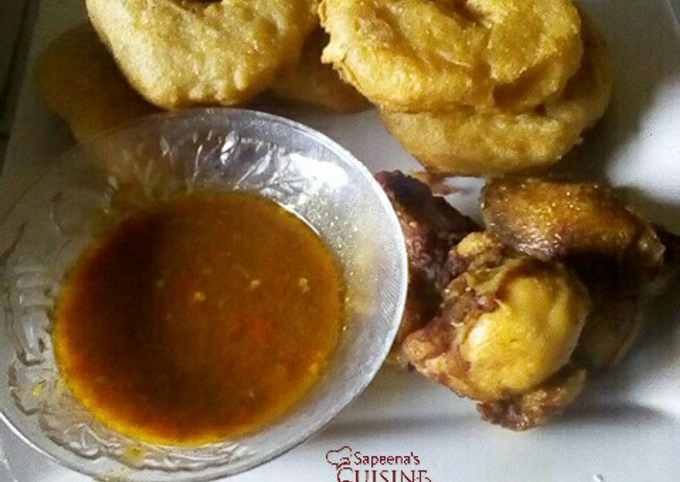 Funkaso served with chicken and soup