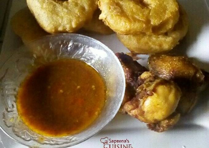 Simple Way to Make Super Quick Homemade Funkaso served with chicken and soup
