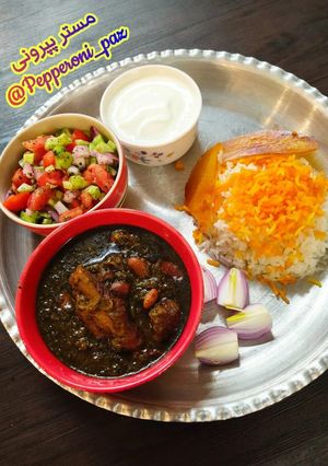 عکسی از دستور چلو خورشت قورمه سبزی