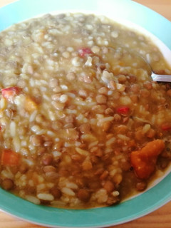Una foto de Lentejas con arroz y zapallo