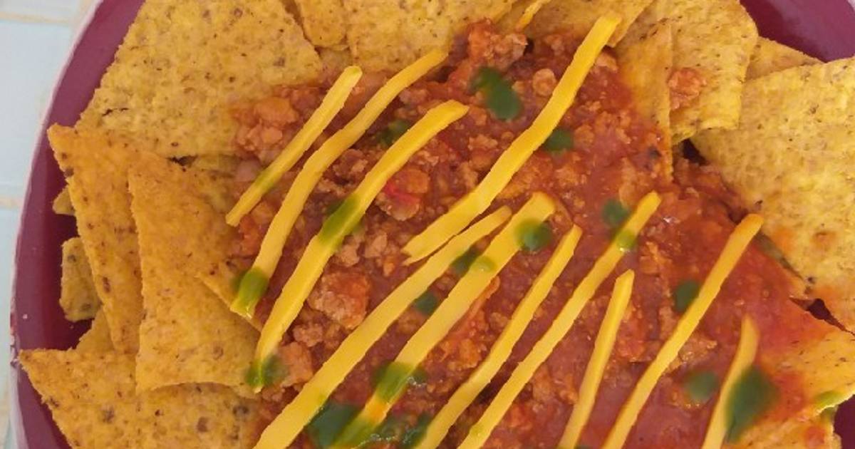 Nachos con carne en salsa!** rápidos!¡! Receta de Yenifer De León- Cookpad