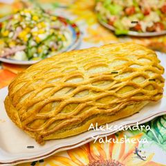 A picture of Beef Wellington with Porcini Mushrooms.