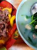 Canh nghêu nấu rau muống