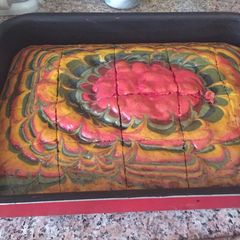 Rainbow flower cake A picture of Rainbow flower cake.