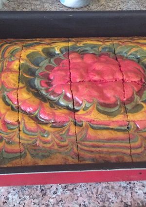 A picture of Rainbow flower cake.