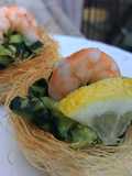 Cestini di pasta kataifi zucchine e gamberi