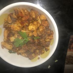 A picture of Bread Upma- leftover sides of the bread- breakfast dish.