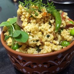 A picture of Burnt garic methi bath.