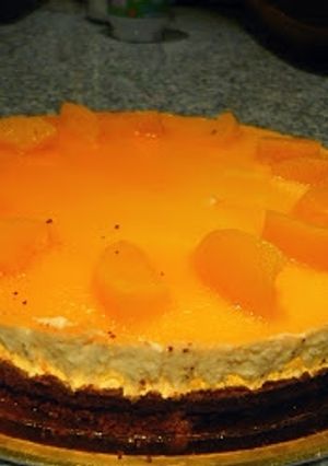 Una foto de Cheesecake de duraznos (sin horno)