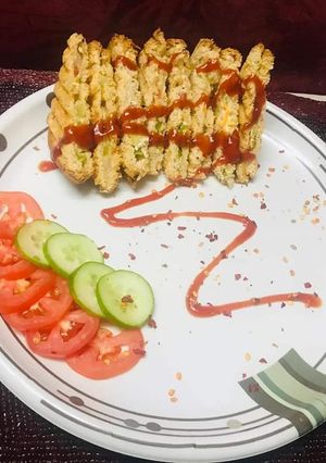 A picture of Vegetable Hung Curd Brown Bread Grilled Sandwich.