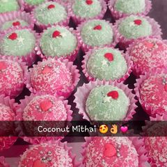 A picture of Coconut Balls (Coconut Mithai).
