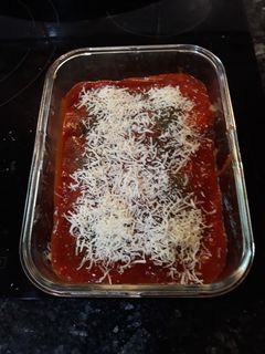 Una foto de Paccheri rellenos de estofado de garbanzos con costilla y c