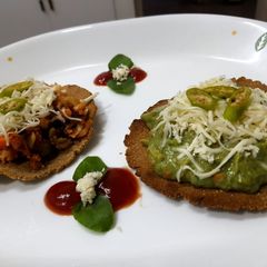 Multigrain Tortilla With Red And Green Salsa A picture of Multigrain Tortilla With Red And Green Salsa.