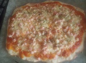 Una foto de Hacer masa de pizza casera y rellenarla. Hacer la masa a mano o con la Amasadora de pan