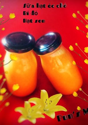 Hình của món Sữa hạt óc chó bí đỏHạt sen.