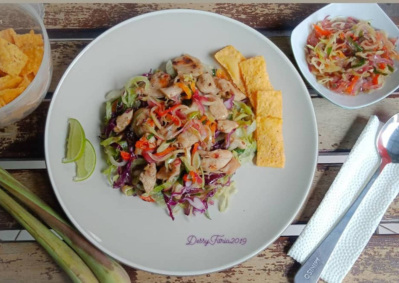 Fried Chicken Salad with Sambal Matah