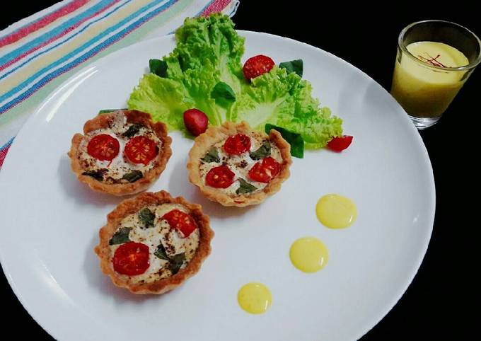 Steps to Make Jamie Oliver Tomato basil tarts with creamy saffron sauce