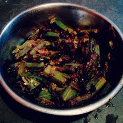 A picture of Lady's finger stir fry(dherosher jhaal).