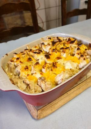Une photo de Gratins de pâte et morceaux de dinde