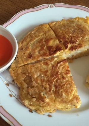 Hình của món Xôi trứng áp chảo.