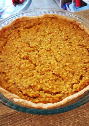 Une photo de Tarte aux lentilles corail vegan