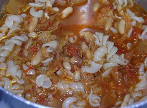 Una foto de Bacalao con fideos del nono Nilo