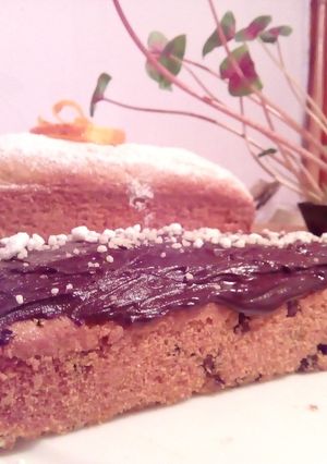 Una foto de Budín de naranja y vainilla con chips