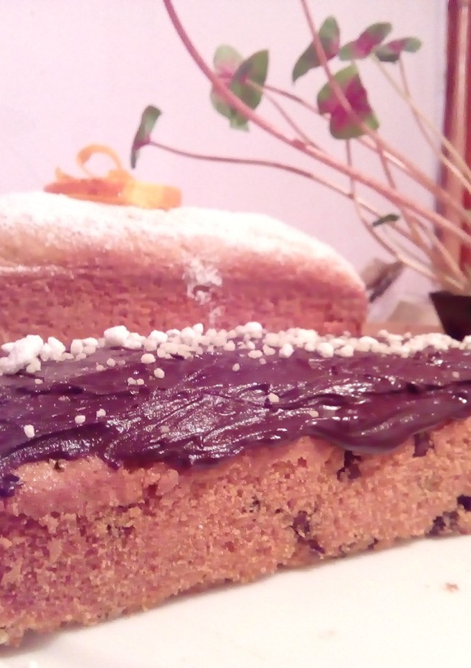 Una foto de Budín de naranja y vainilla con chips