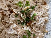 A picture of farfalle creamy