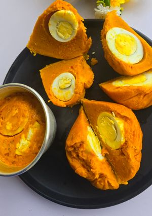A picture of Okpa & Egg (Bambara Nut Pudding): Nigeria's Original Street Food Wrap.