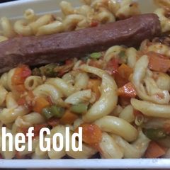 A picture of Veg Macaroni with sausage.