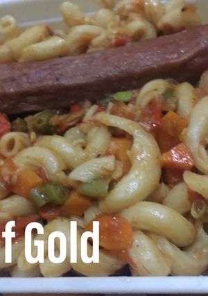 A picture of Veg Macaroni with sausage.