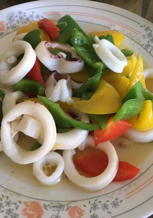 花枝炒三色椒 的食譜成品照片