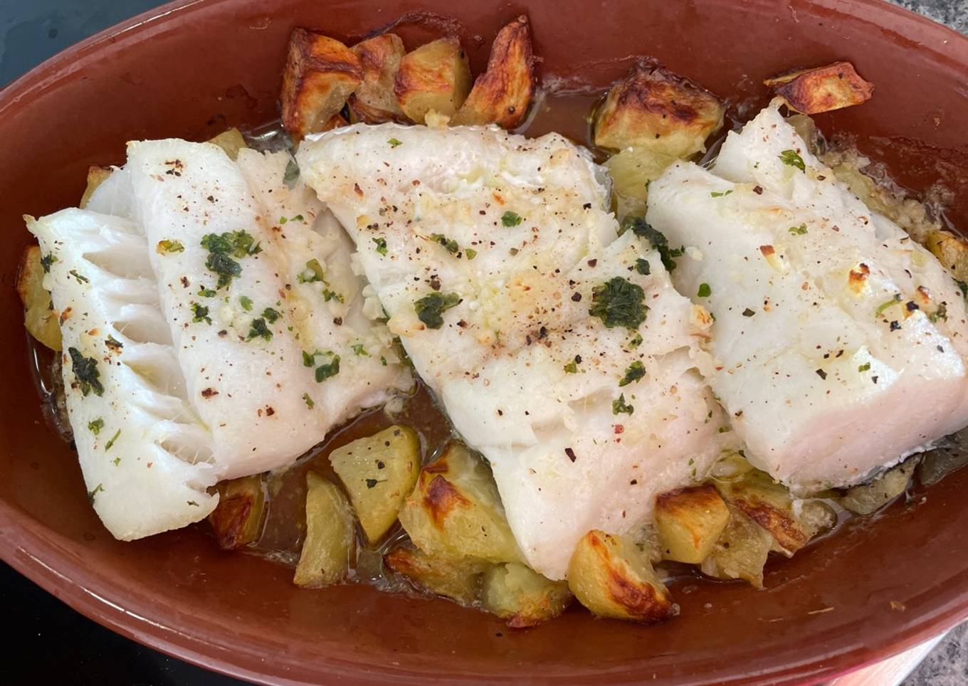 Bacalao al horno con patatas