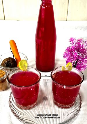 A picture of Beetroot Carrot Kasundi Flavor Kanji - Tangy Probiotic Gut Health Fermented Drink.