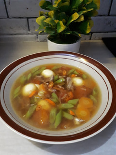 Foto resep Sayur asem-asem daging sapi dan telur puyuh