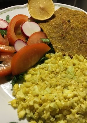 Una foto de Hortalizas divertidas: "Arroz" amarillo de coliflor