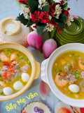 Banh Canh Rice Noodle Soup with Shrimp, Pork, and Quail Eggs