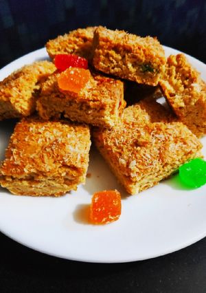 A picture of Fruity Coconut Crumble Squares.