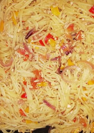 A picture of Spaghetti mayai😁😁.