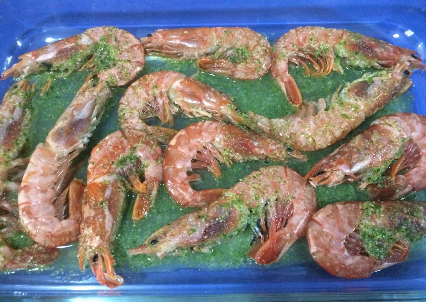 Gambones asados en el horno