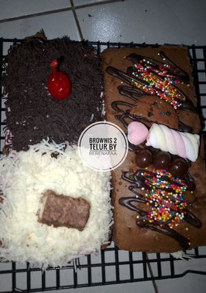 Foto resep Brownis topping mix 2 telur