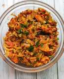 Cabbage potato and Spring onion subji