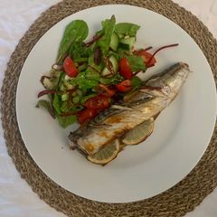 A picture of Grilled Mackerel + Salad.