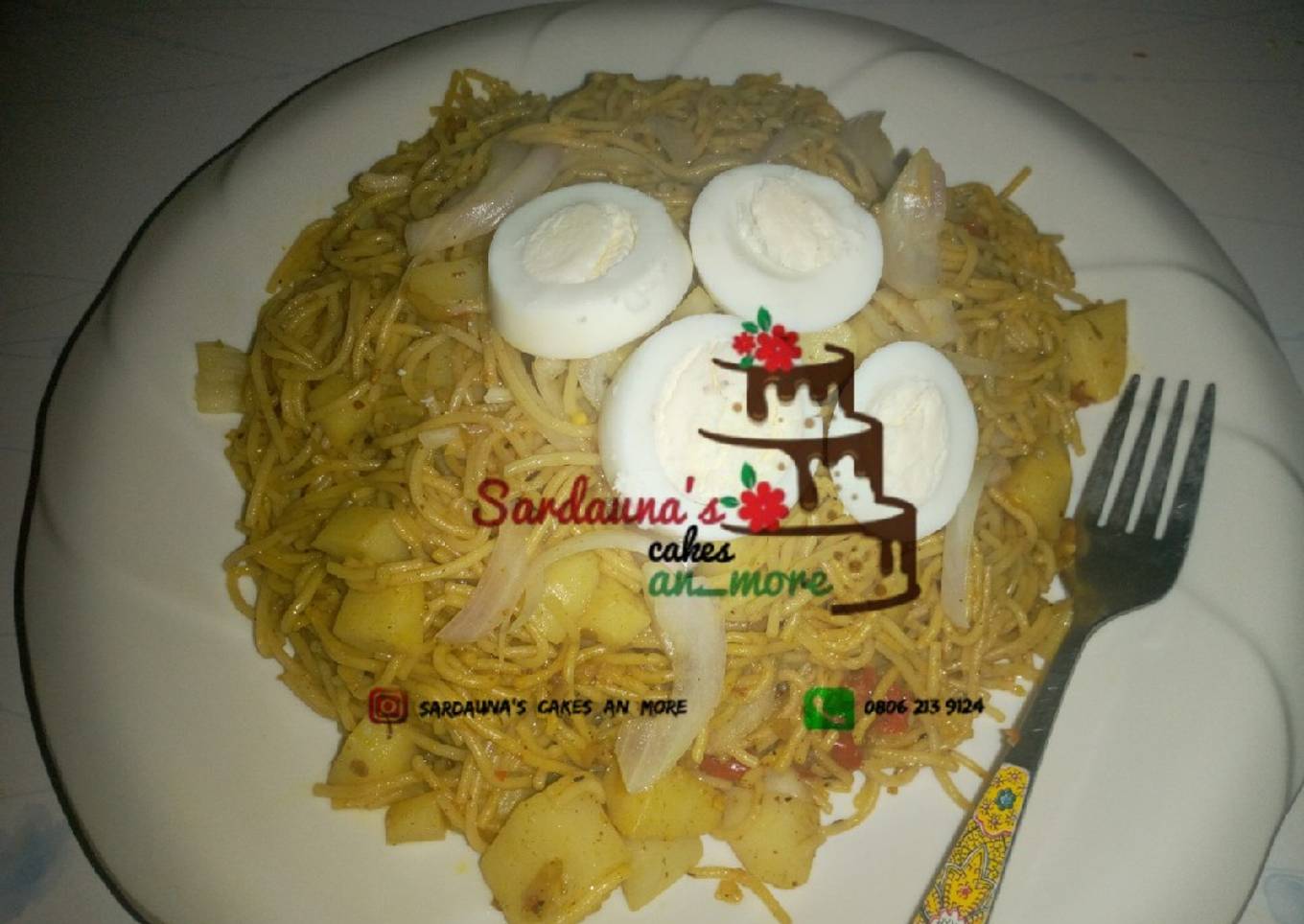 Fried spaghetti and potatoes