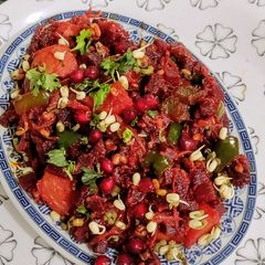 A picture of Beetroot, Potato Sauteed With Spices And Herbs.