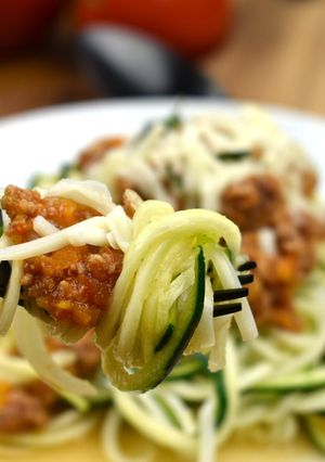Una foto de Zoodles con Salsa Boloñesa