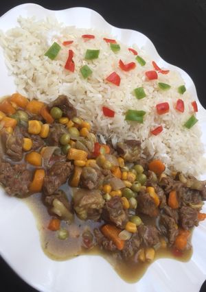 A picture of Beef corn soup.