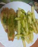 Fish and chips al estilo canario con mojo de perejil